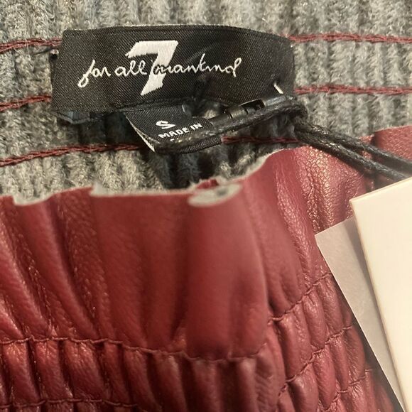 NWT 7 For All Mankind Vegan Faux Leather Smocked Dress Small Victorian Small - Picture 10 of 13